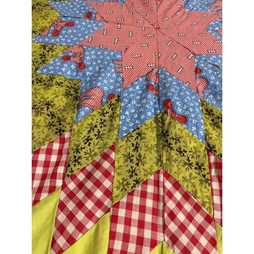 Vintage Handmade Lone Star Quilt Topper Starburst Patchwork Shabby 68x70